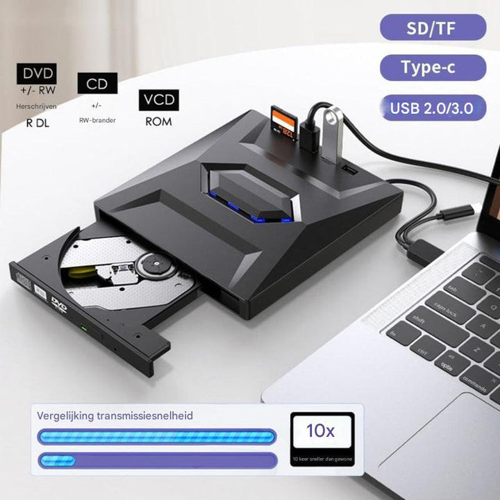 7-in-1 externe dvd-speler en cd/dvd-rw-brander