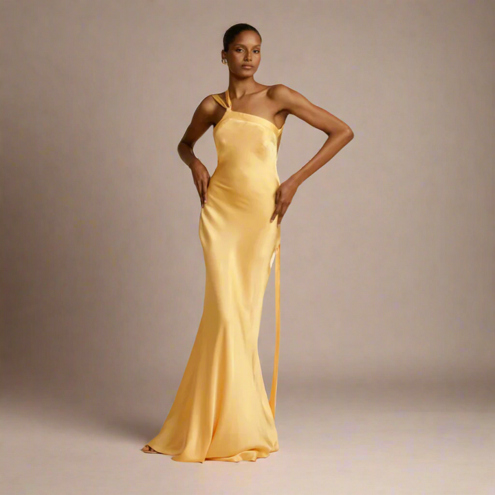 Asymmetrische Satijnen Avondjurk