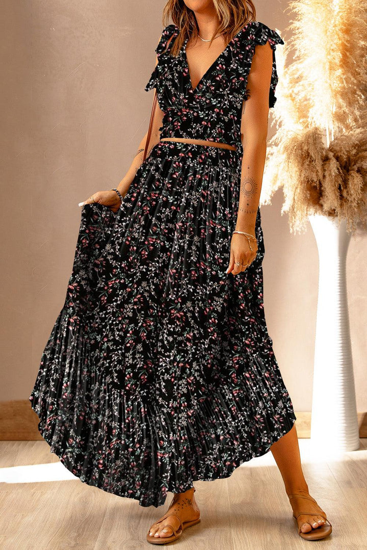 Bloemenprint set van Crop Top en Rok