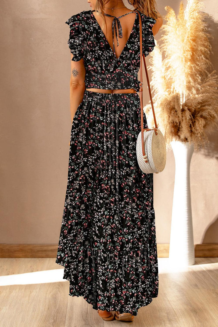 Bloemenprint set van Crop Top en Rok