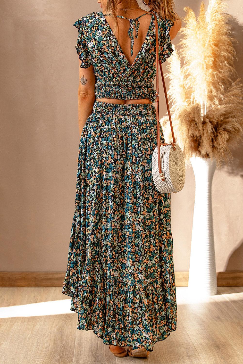 Bloemenprint set van Crop Top en Rok