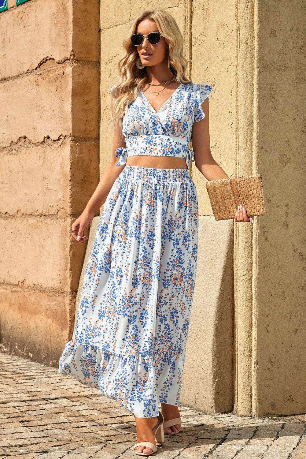 Bloemenprint set van Crop Top en Rok