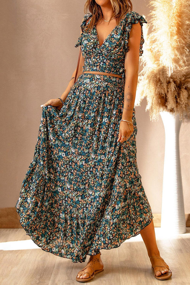 Bloemenprint set van Crop Top en Rok