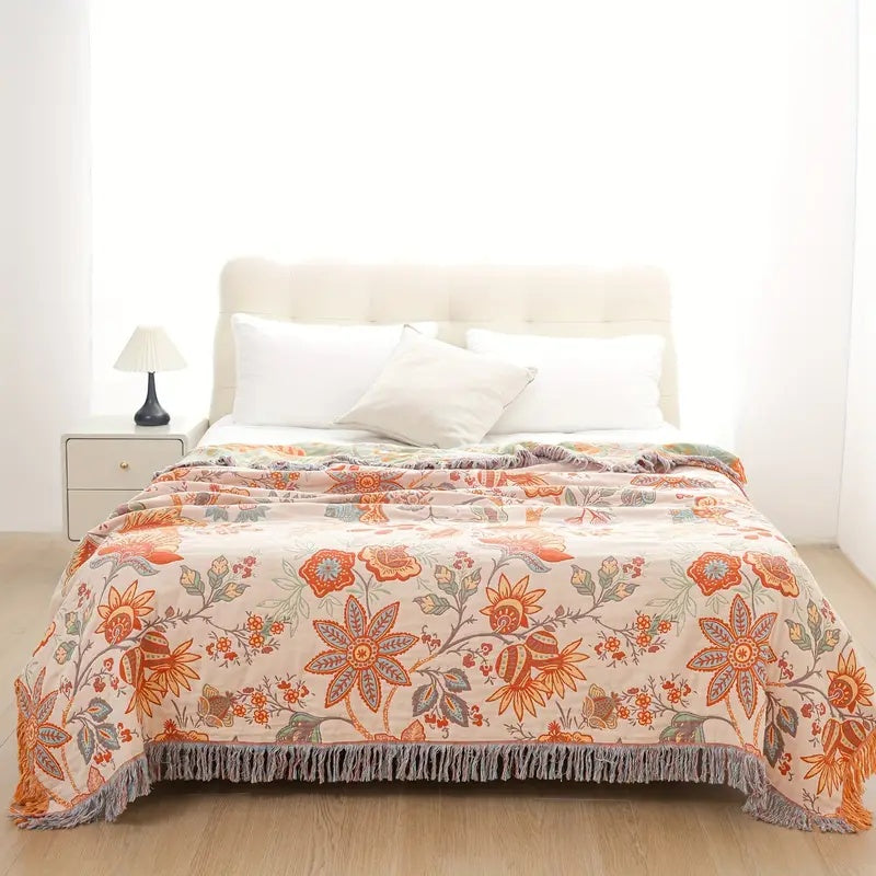 Bohol Rustic – Bloemen Boho Deken voor Gezellig Comfort en Stijlvol Leven