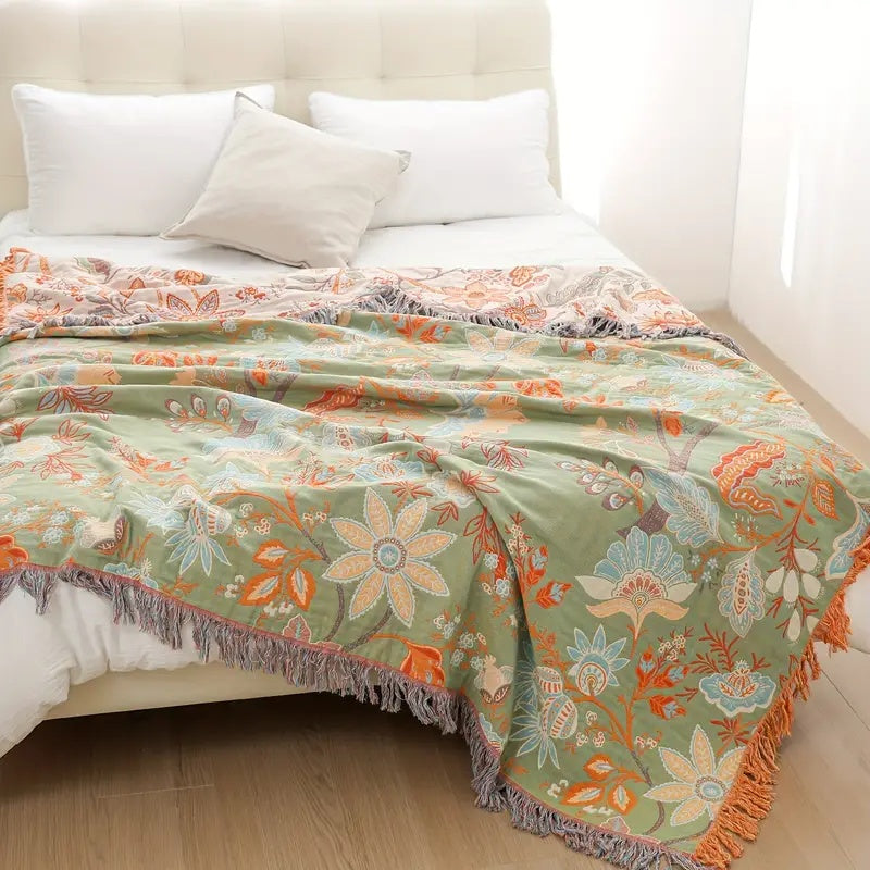 Bohol Rustic – Bloemen Boho Deken voor Gezellig Comfort en Stijlvol Leven