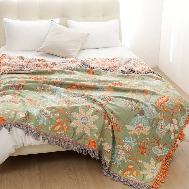Bohol Rustic – Bloemen Boho Deken voor Gezellig Comfort en Stijlvol Leven