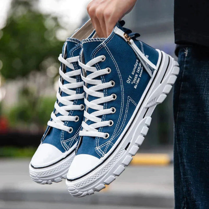 Casual streetwear heren chunky canvas hoge sneakers