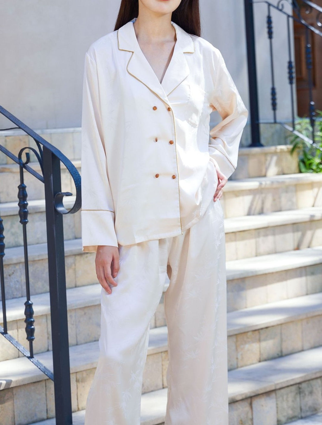 Chique Blazer Set met Sierlijk Motief