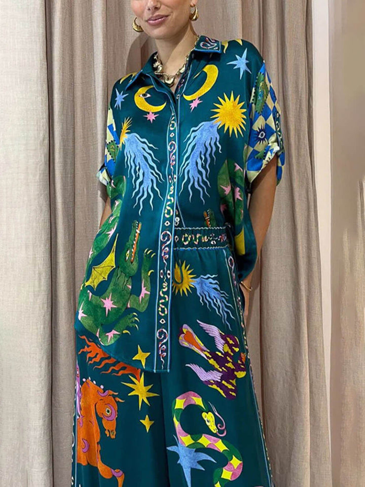 Co-Ord Set met Zonnestelsel Print