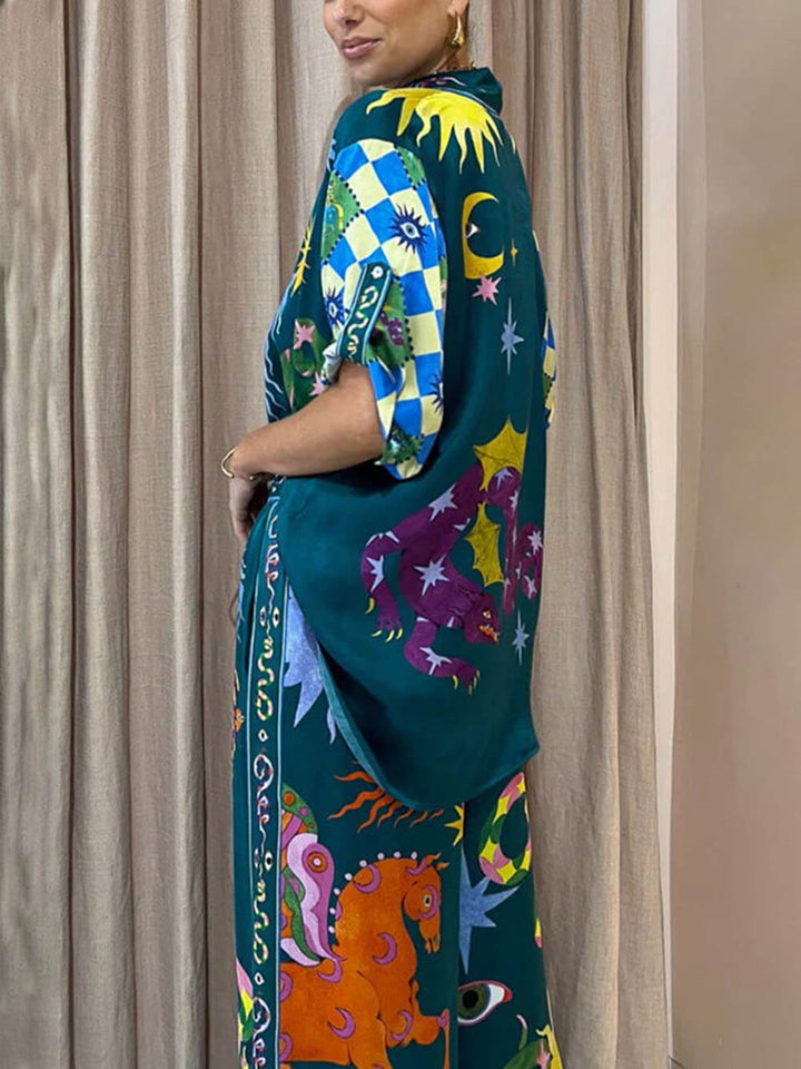 Co-Ord Set met Zonnestelsel Print