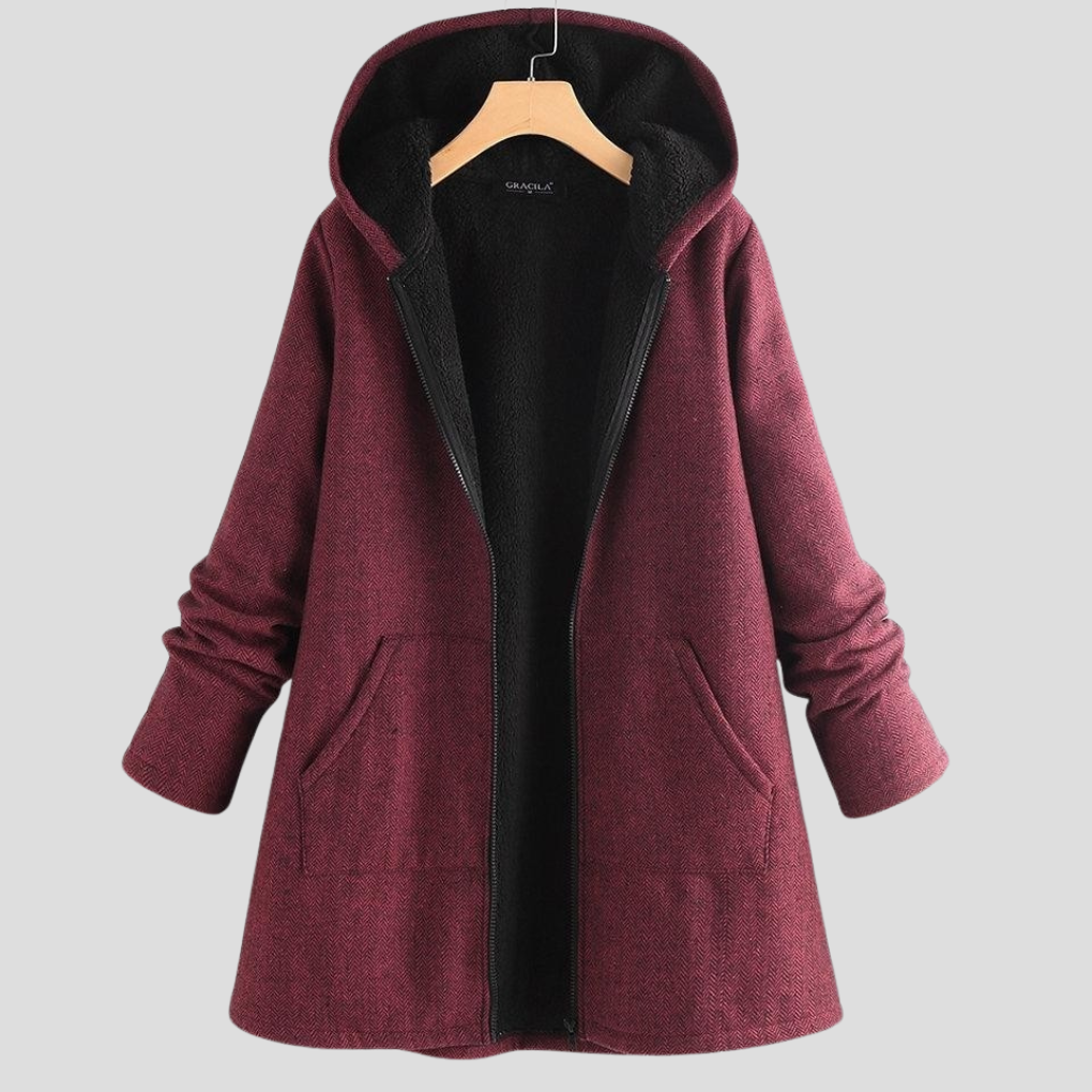 Dames "Solid Fleece Hooded Coat"