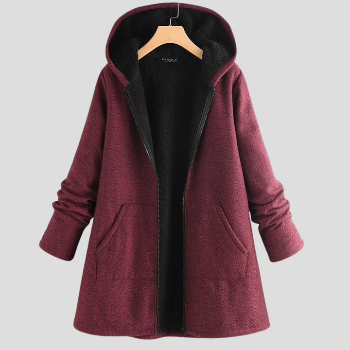 Dames "Solid Fleece Hooded Coat"