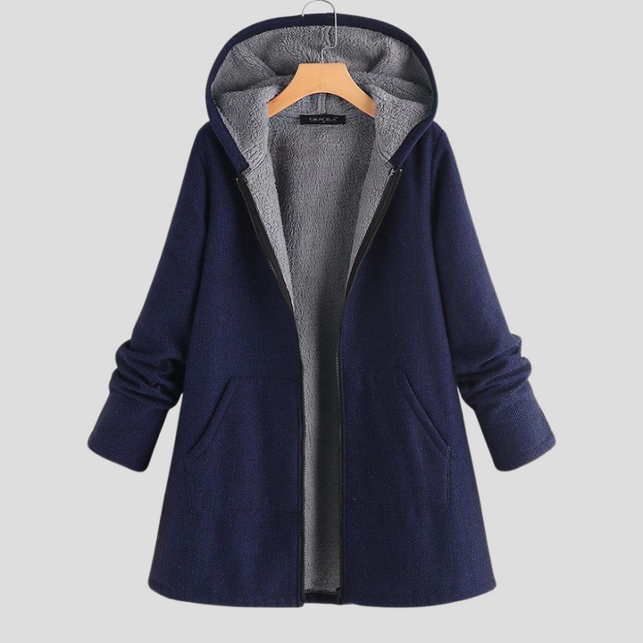Dames "Solid Fleece Hooded Coat"