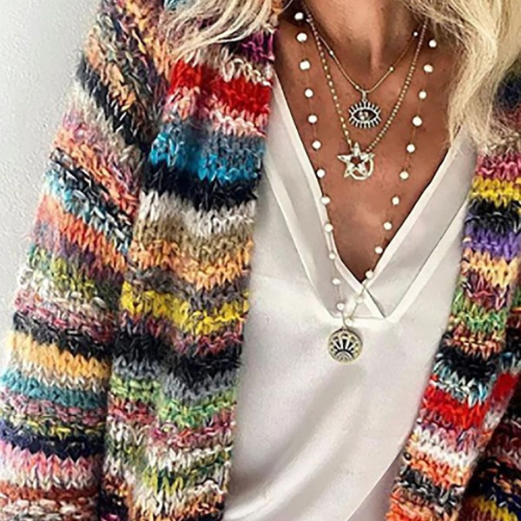 Dames cardigan met strepenprint en lange mouwen