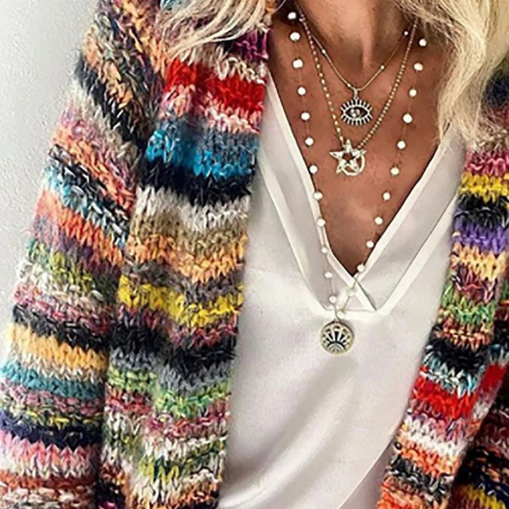 Dames cardigan met strepenprint en lange mouwen