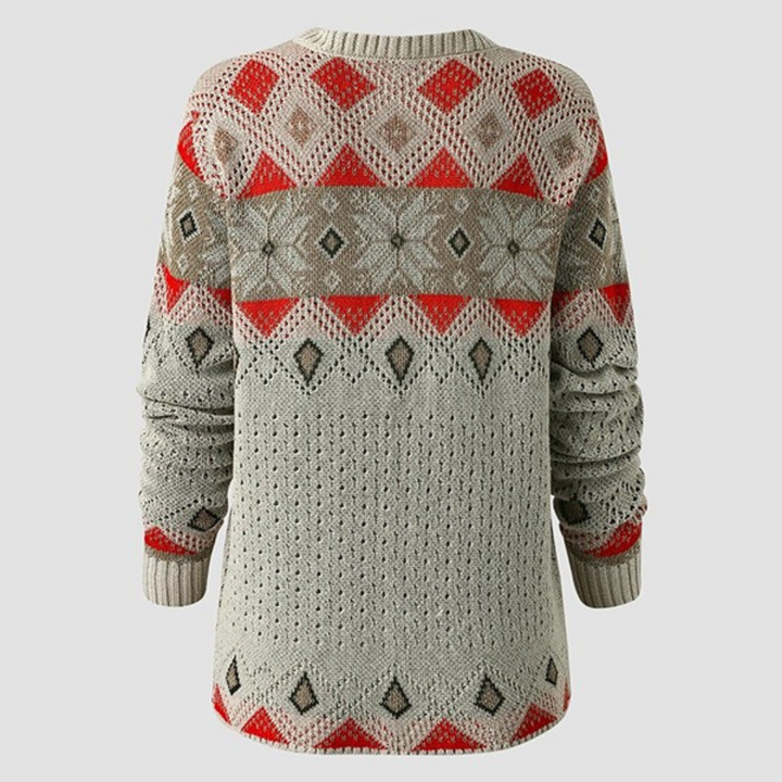 Damestrui met geometrische print en lange mouwen