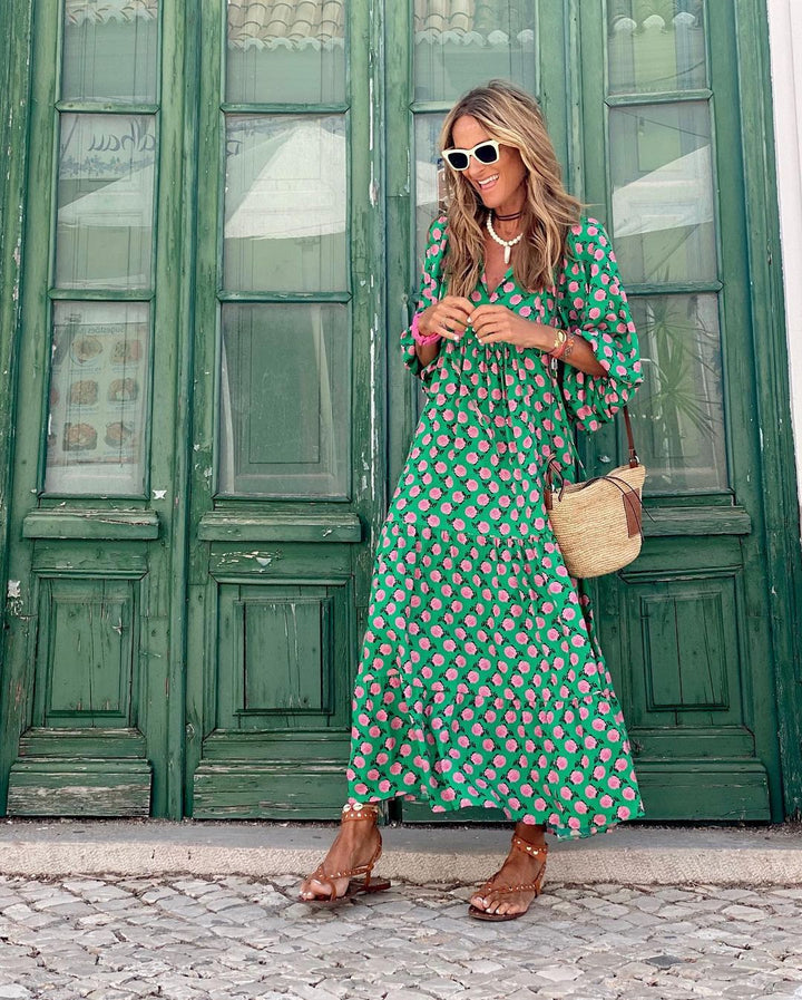 Elegante Geometrische Maxi Jurk