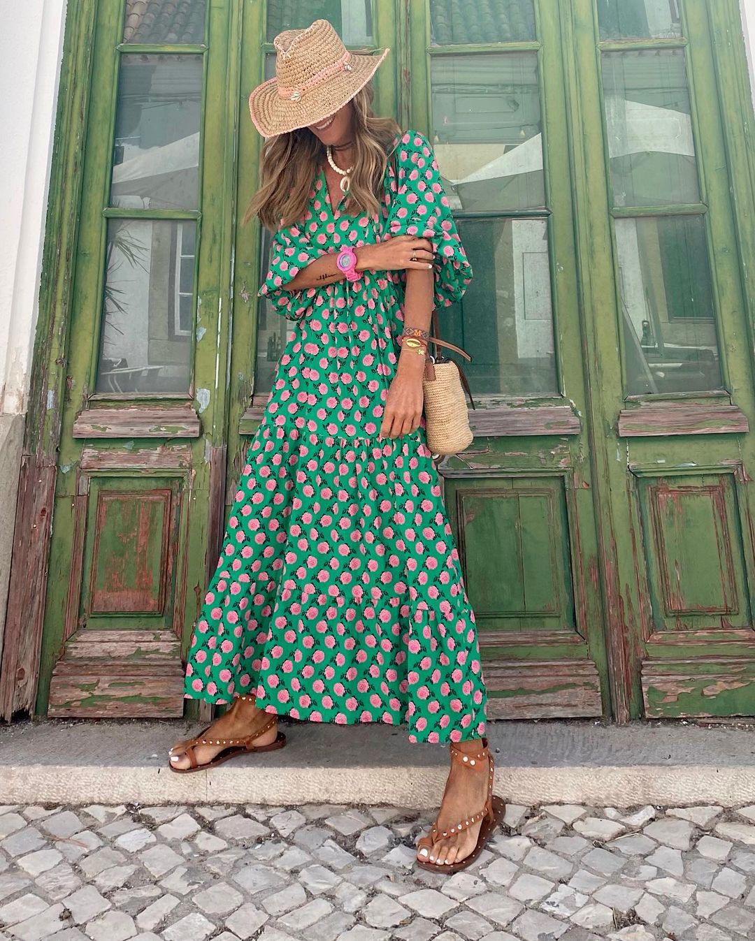 Elegante Geometrische Maxi Jurk