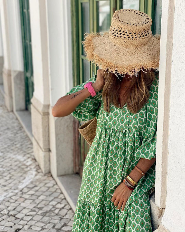Elegante Geometrische Maxi Jurk