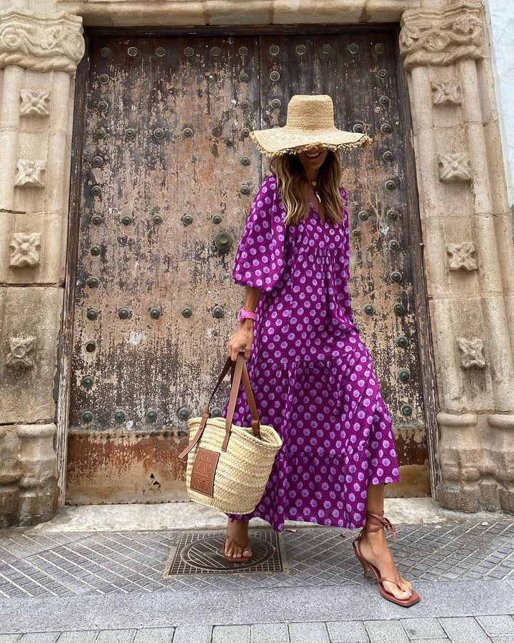 Elegante Geometrische Maxi Jurk