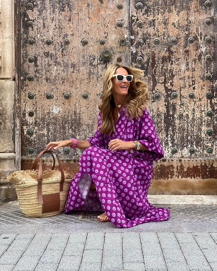 Elegante Geometrische Maxi Jurk