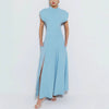 Elegante Maxi Jurk met Hoge Hals