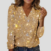 Elegante glitterblouse met v-hals en lange mouwen