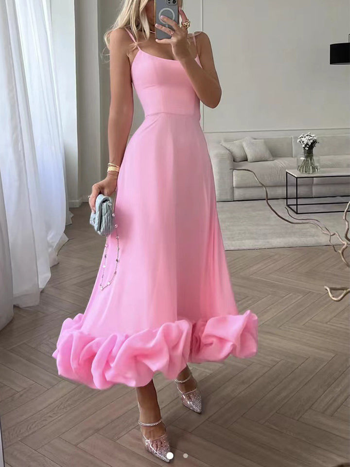 Elegante midi-avondjurk met ruches
