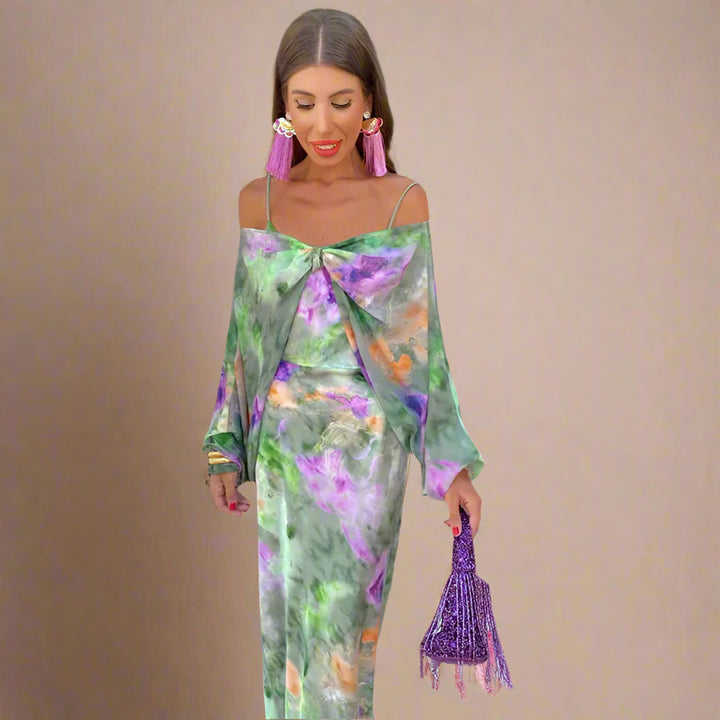 Elegante, romantische midi-jurk met lage rug