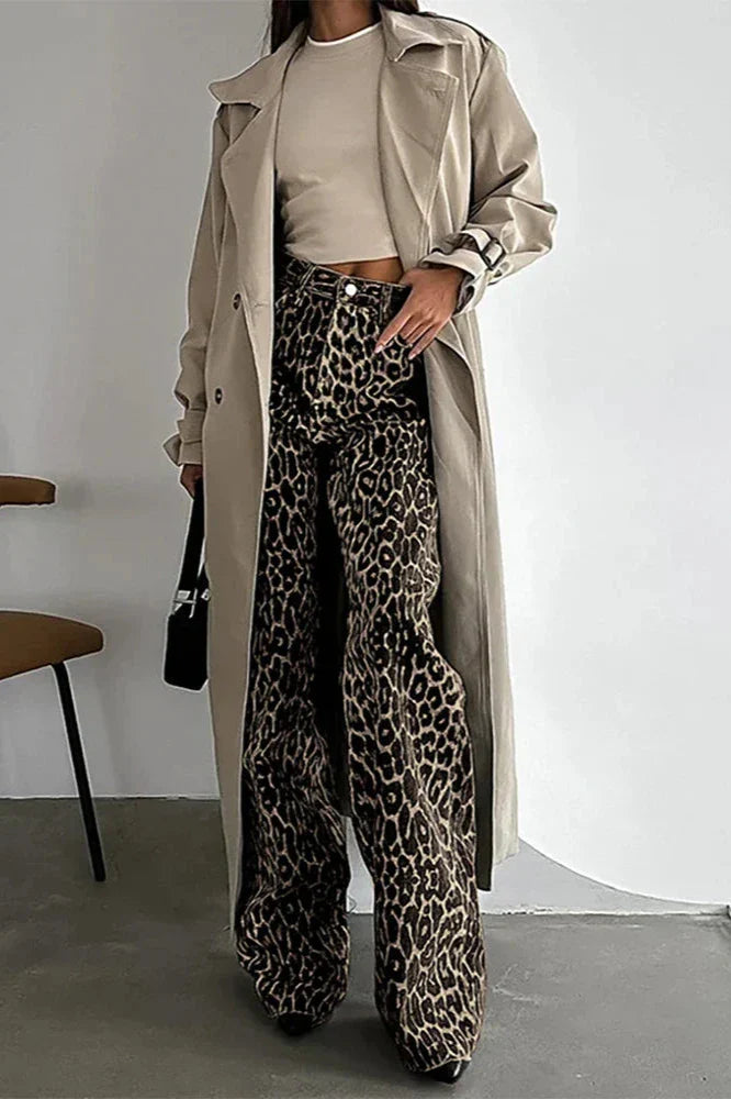 Flared broek met dierenprint