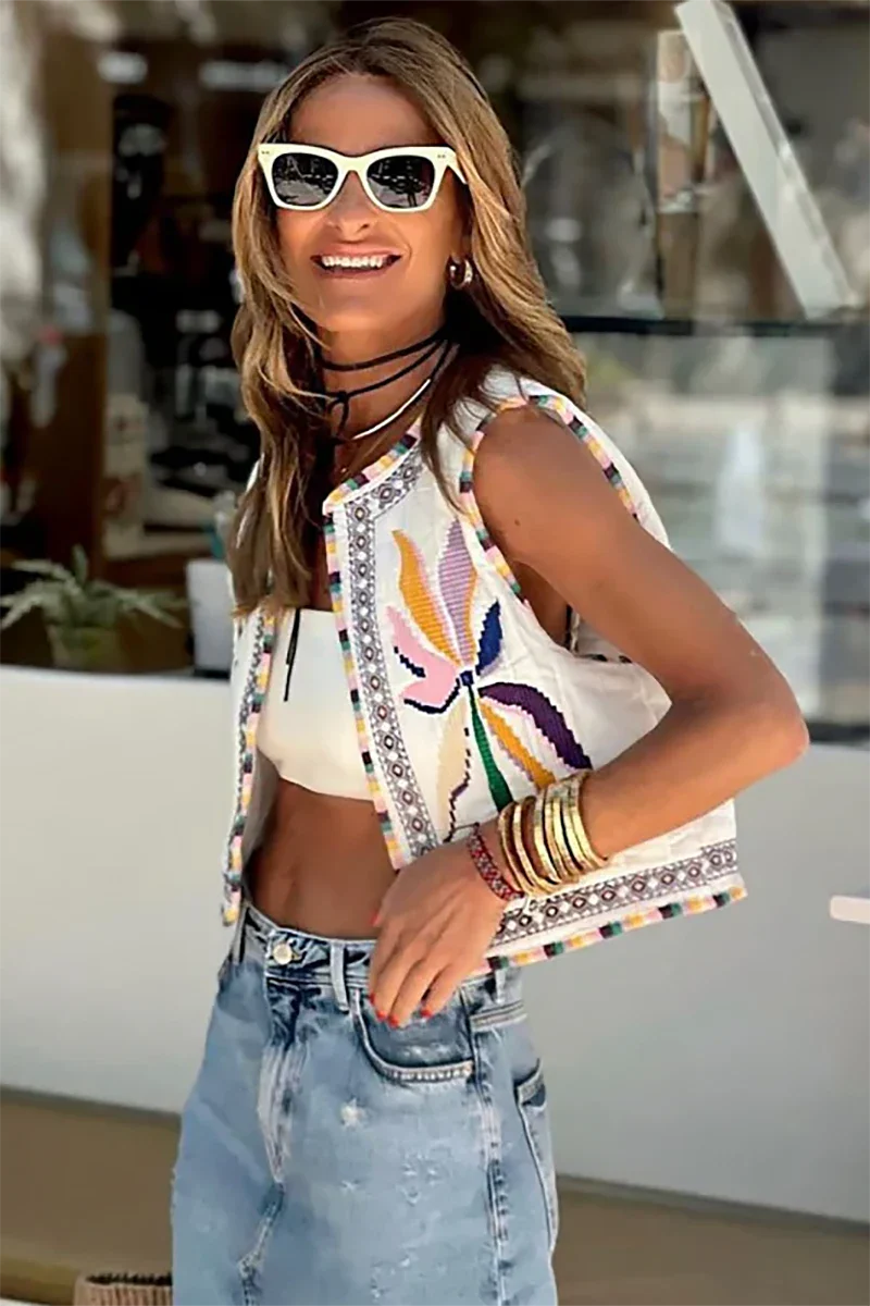 Folkstijl Gilet met Print