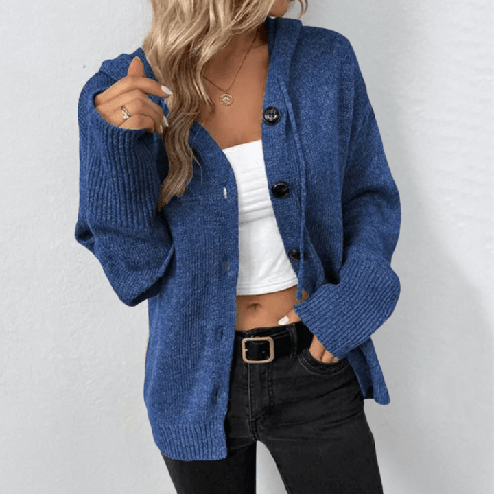 Gebreid damesvest – warm overhemd met pufferdetail