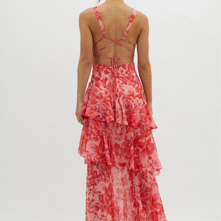 Gelaagde Maxi-jurk met Bloemenmotief