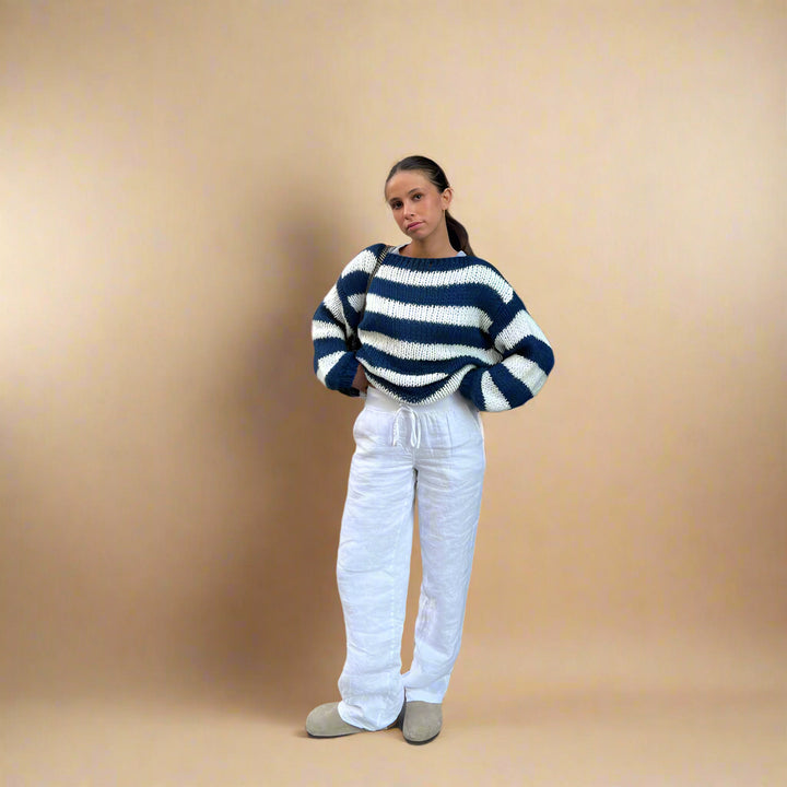 Gestreepte Gebreide Trui