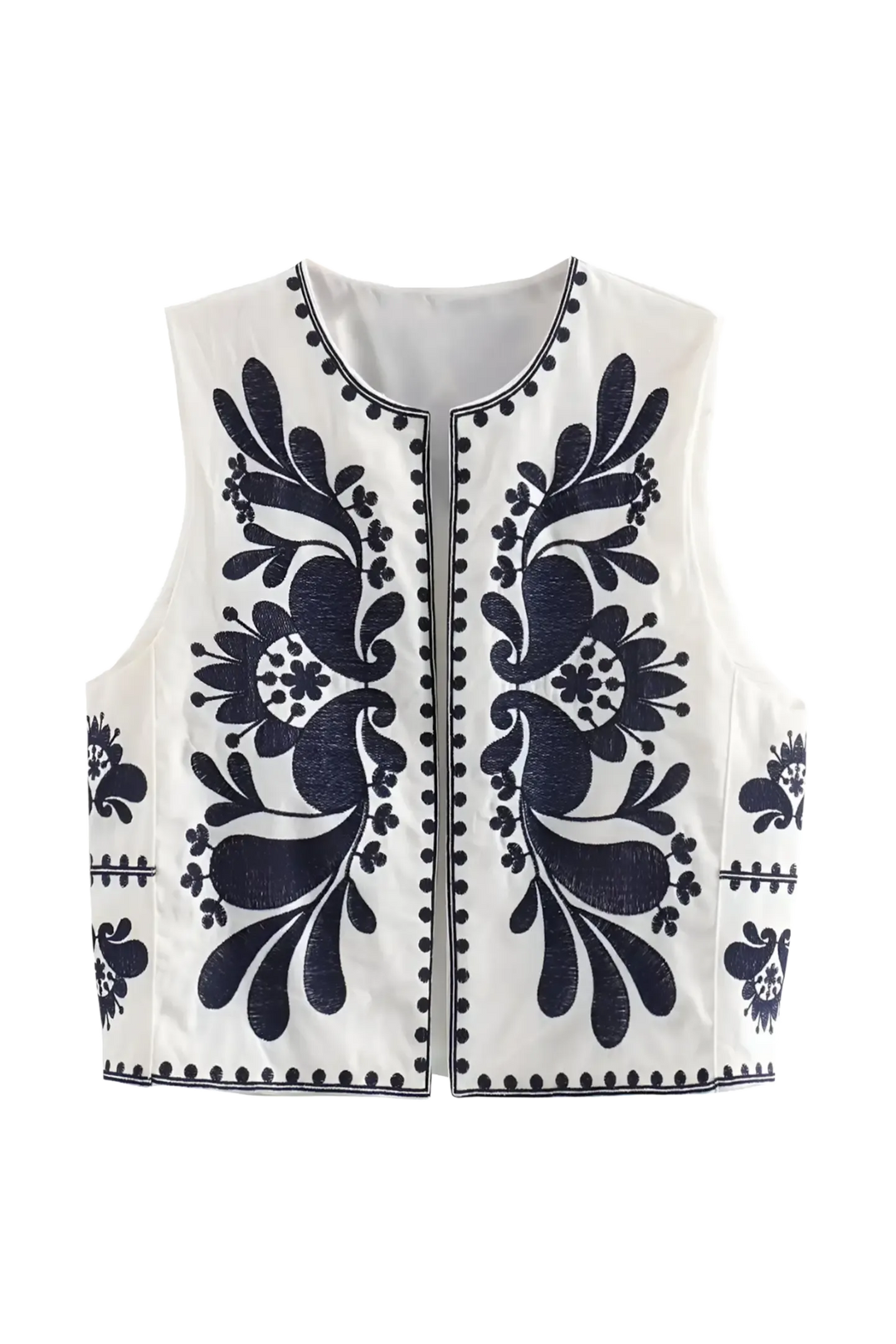 Gilet met Folkloreprint in Zwart-Wit
