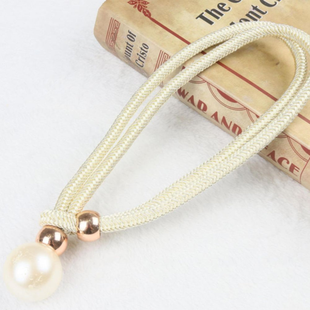 Glanzende elegante set van 2 parelgordijnen met striksluiting