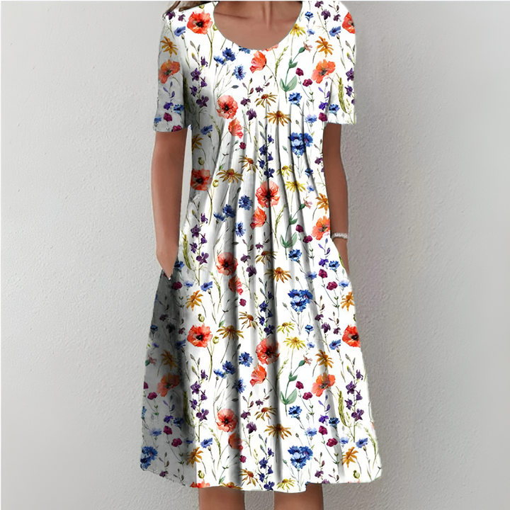 Moeiteloze vintage bloemenjurk met ruches voor de zomer