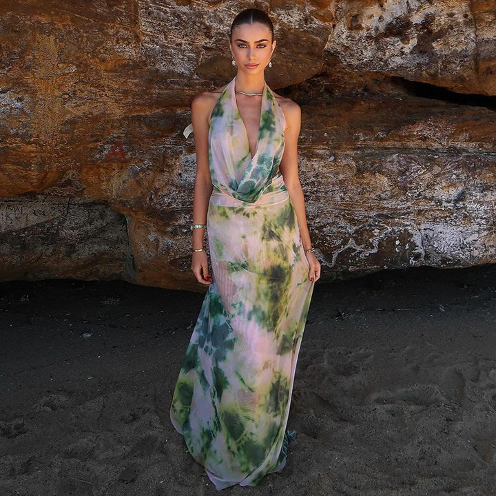 Halter Tie-Dye Maxi Jurk