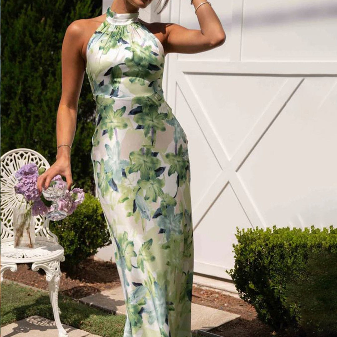 Halterjurk met Tropische Print