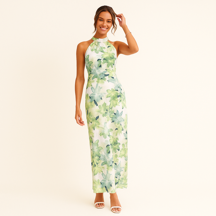 Halterjurk met Tropische Print