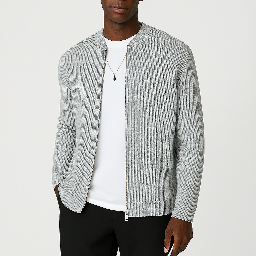 Heren casual gebreide cardigan met rits