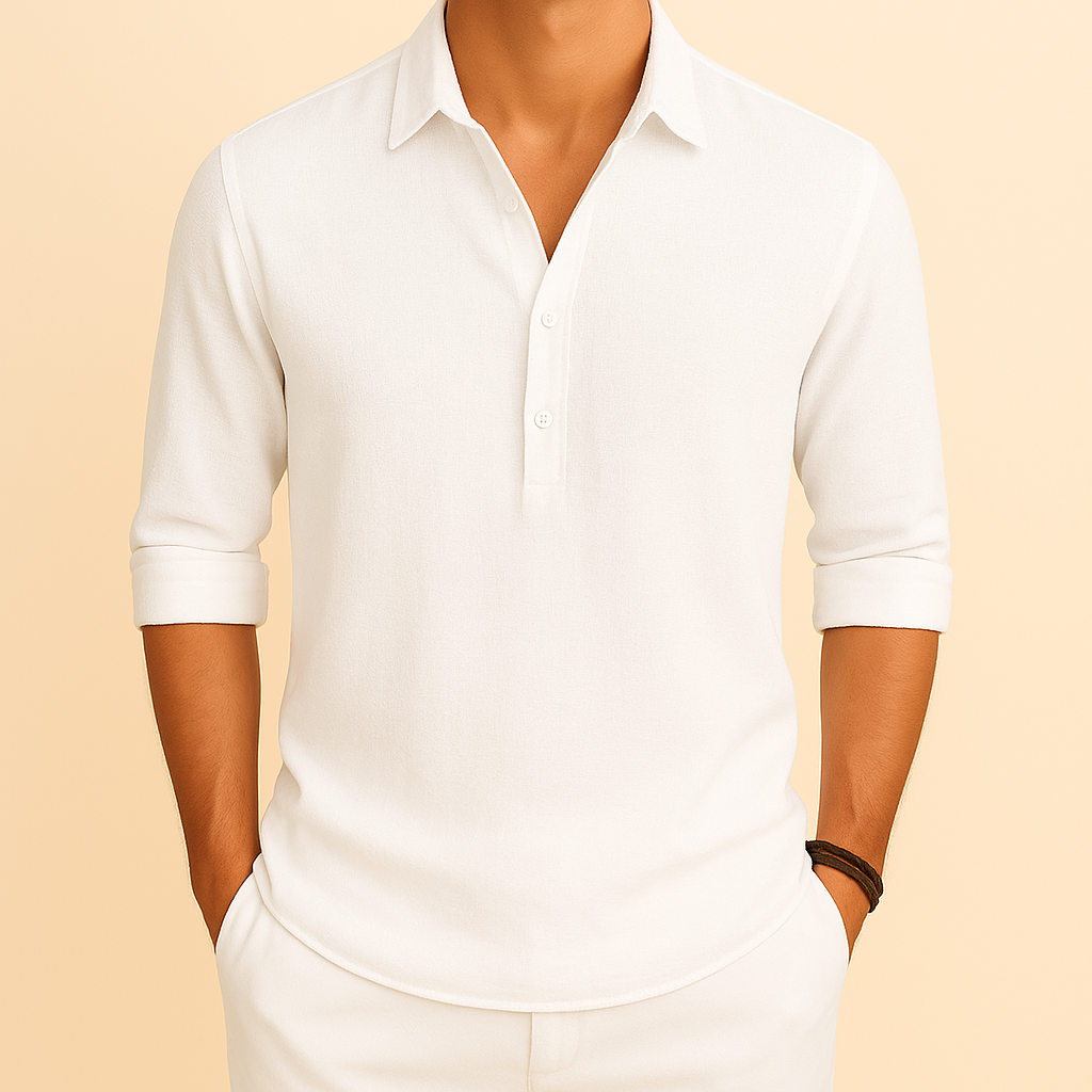 Heren los overhemd met lange mouwen, casual