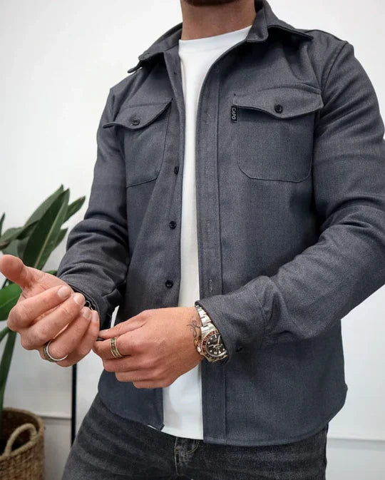 Herenoverhemd met lange mouwen en zakken, klassiek utility-model voor dagelijks gebruik