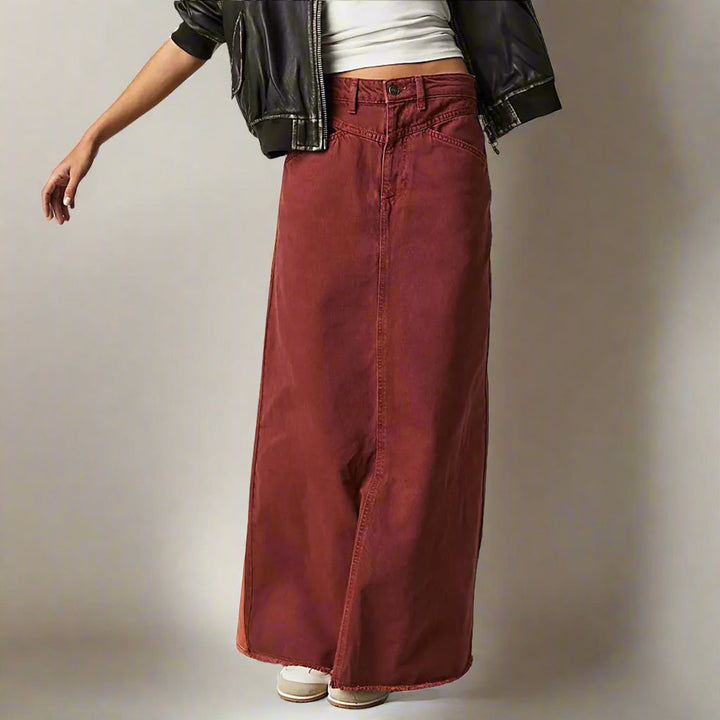 Hög midja rak denimkjol