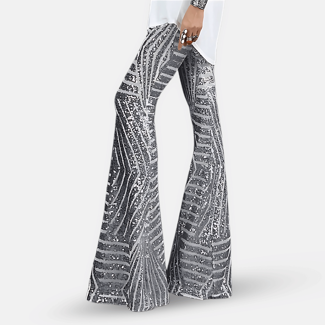 Hoge taille broek met lovertjes voor dames