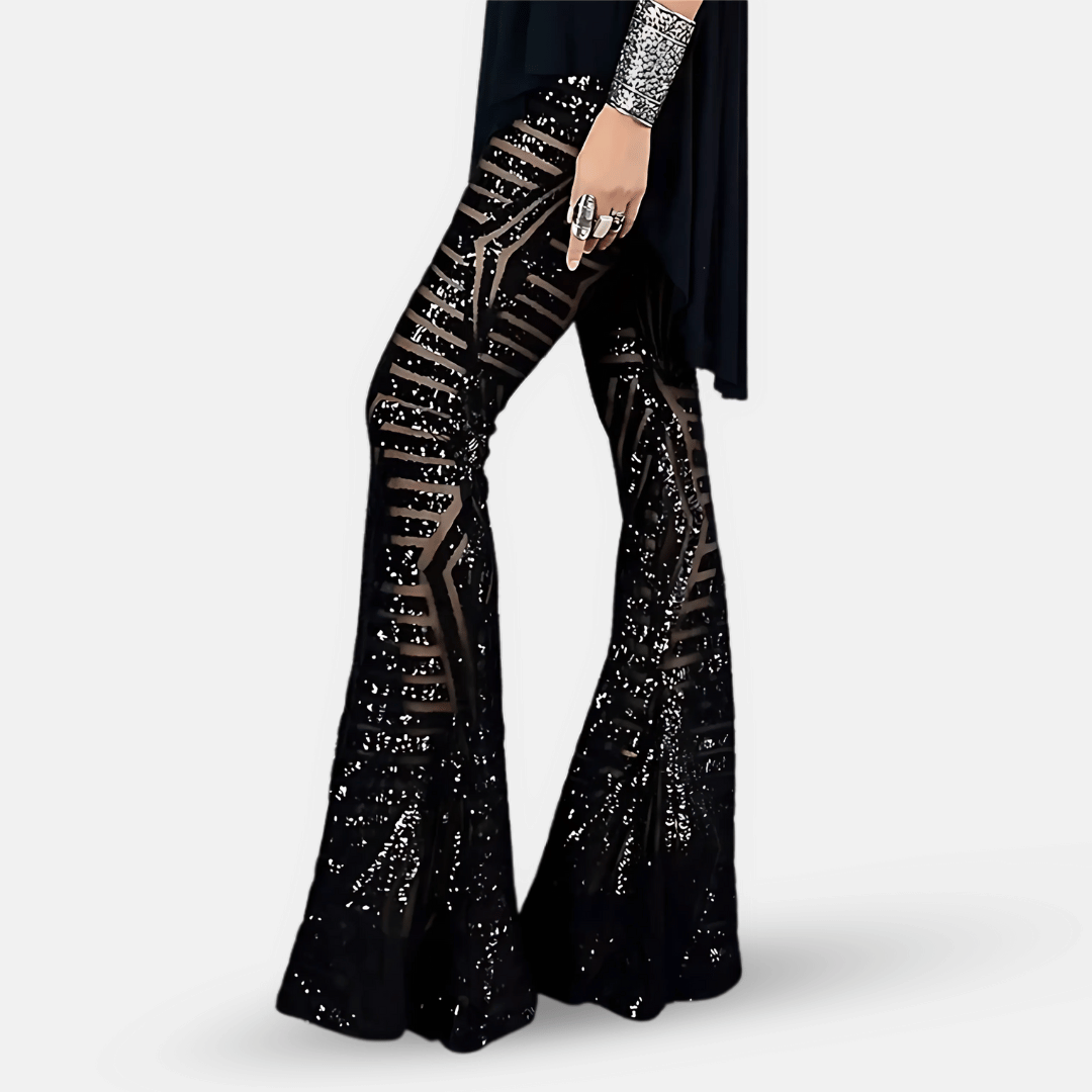 Hoge taille broek met lovertjes voor dames