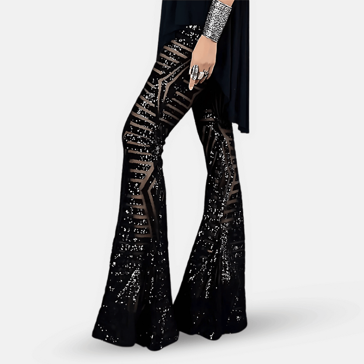 Hoge taille broek met lovertjes voor dames