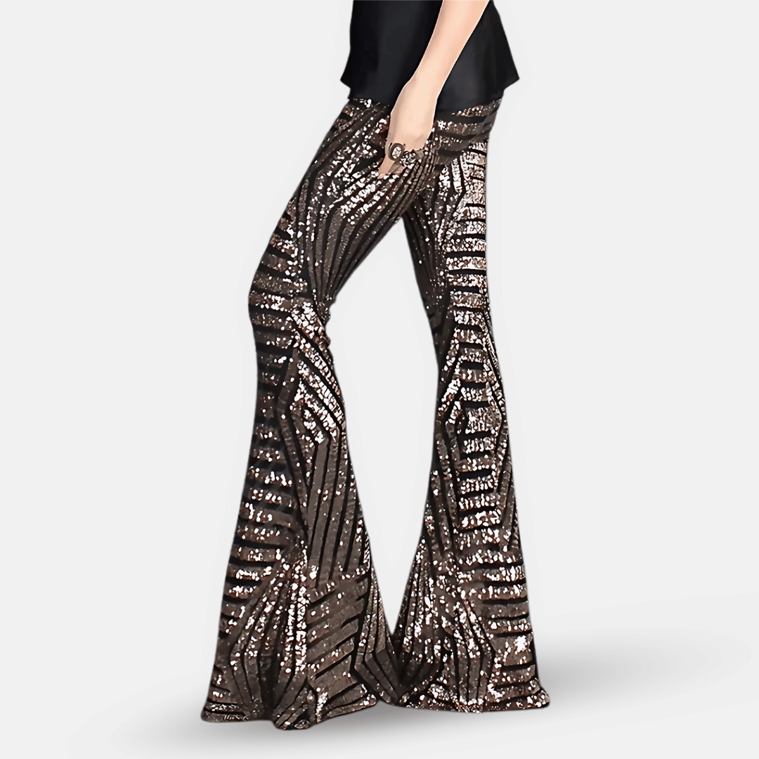 Hoge taille broek met lovertjes voor dames