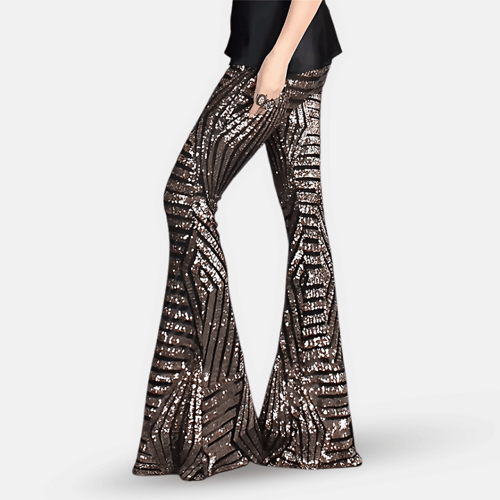 Hoge taille broek met lovertjes voor dames