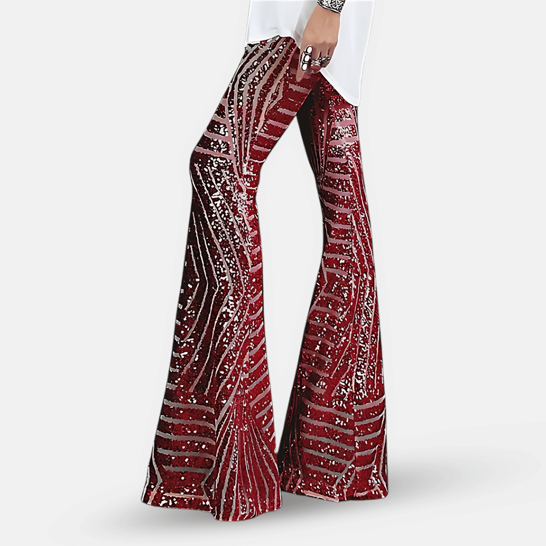 Hoge taille broek met lovertjes voor dames